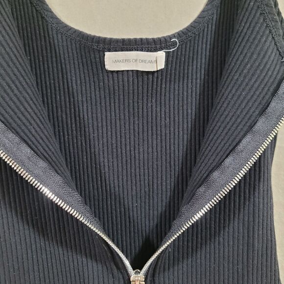 Makers of dreams size XS ribbed black zip front tank bodysuit - Picture 4 of 6